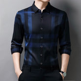 Camisa Social Manga Longa de Seda Xadrez - Elegance